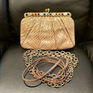 Judith Lieber snakeskin evening clutch
